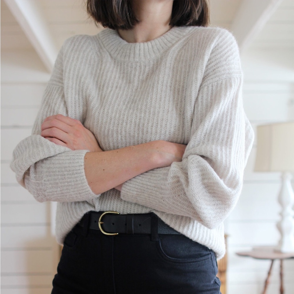 Alpaca crewneck in heather grey color from Everlane